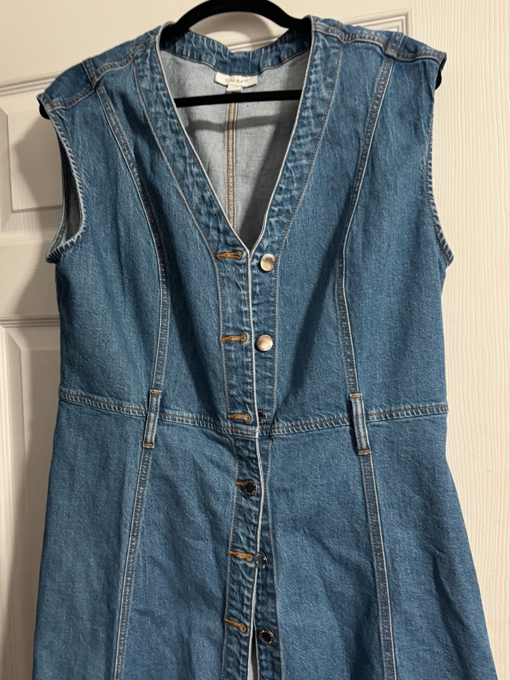 On 34th Sleeveless Light Blue Denim Overall Dress – XL